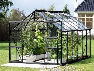 VITAVIA szklarnia ogrodowa URANUS 11500, czarna (11,5 m2; 2,57 x 4,45 m), szkło hartowane + baza - Szklarnie ogrodowe - miniaturka - grafika 3