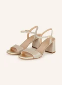 Sandały damskie - Unisa Sandały Na Obcasie Moraty gold - miniaturka - grafika 1