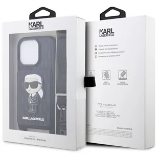 Karl Lagerfeld KLHCP14LCSAKHPKK iPhone 14 Pro 6.1" hardcase czarny/black Crossbody Saffiano Monogram Ikonik - Etui i futerały do telefonów - miniaturka - grafika 7