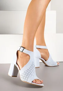 Niebieskie Sandały Botki na Słupku ze Sprzączką Ciariva - Sandały damskie - miniaturka - grafika 1