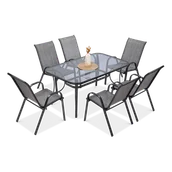 Meble ogrodowe - Focus Garden Meble ogrodowe BOLOGNA 6 krzeseł szary - miniaturka - grafika 1