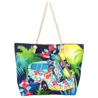 Torebki damskie - SUN & SURF Duża torba plażowa damska z zamkiem błyskawicznym 60 x 40 x 20 cm Lato Plaża Uchwyty na ramię wewnętrzne kieszenie na zamek błyskawiczny, Hipis, XL, Hipis - miniaturka - grafika 1