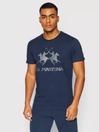 Koszulki męskie - La Martina T-Shirt CCMR05 JS206 Granatowy Regular Fit - miniaturka - grafika 1