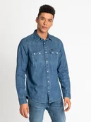 Koszule męskie - MĘSKA KOSZULA JEANSOWA LEE RIDER SHIRT DIPPED BLUE L851PLLA 112122519 - Lee - miniaturka - grafika 1