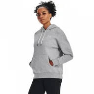 Bluzy sportowe damskie - Damska bluza dresowa nierozpinana z kapturem Under Armour Essential Fleece Hoodie - szara - UNDER ARMOUR - miniaturka - grafika 1