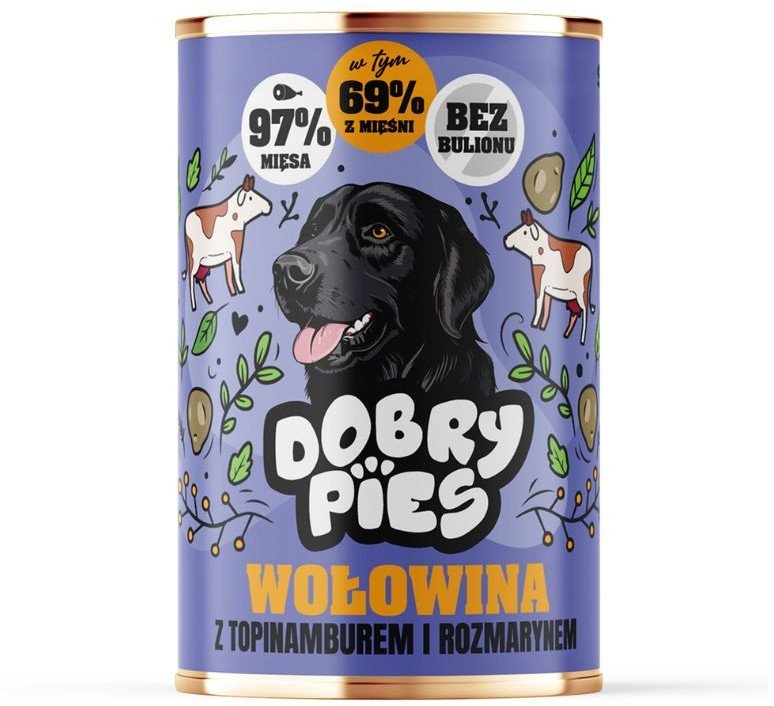 DOBRY PIES Wołowina z topinamburem i rozmarynem mokra karma dla psa 400g