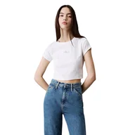 Koszulki i topy damskie - Koszulka damska Calvin Klein Jeans Baby bawełniana biała-XXS - miniaturka - grafika 1