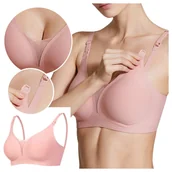 Biustonosze ciążowe - Biustonosz ciążowy stanik bezszwowy do karmienia - różowy - M - miniaturka - grafika 1