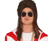 Dodatki do strojów karnawałowych - Peruka męska brązowa lata 70te - 1 szt. - miniaturka - grafika 1