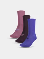 Skarpetki męskie - Skarpetki casual za kostkę (3-pack) uniseks 4F 4FWAW24USOCU353-91S Fioletowy Brązowy Różowy - miniaturka - grafika 1