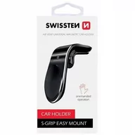 Uchwyty samochodowe do telefonów - Uchwyt telefonu Swissten S-Grip Easy Mount do ventilace 65010700) Czarny - miniaturka - grafika 1