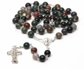 Różańce - Srebrny różaniec z agatem indyjskim - miniaturka - grafika 1
