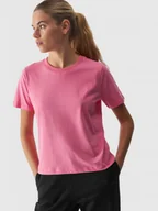 Koszulki sportowe damskie - Damski t-shirt basic 4F 4FWAW24TTSHF1650 - różowy - miniaturka - grafika 1