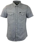 Koszule męskie - Lee Western Ss Shirt Męska Koszula Jeansowa Faded Blue L641Tcsq-M - miniaturka - grafika 1