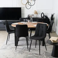 Stoły z krzesłami - Zestaw Stół Okrągły Rozkładany HARRY 102-142 cm Dąb Craft/Czarny i 6 Krzeseł Tapicerowanych PERU 2 Czarnych Nowoczesnych - miniaturka - grafika 1