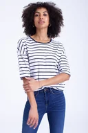 Bluzki damskie - Basicowy top  w granatowe paski - Greenpoint - miniaturka - grafika 1