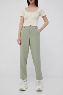 Spodnie damskie - Only spodnie damskie kolor zielony proste medium waist - grafika 1