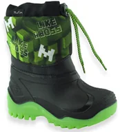 Buty dla chłopców - Chłopięce śniegowce ocieplane wełną naturalną Renbut/Muflon 22/23-468 Zielone - miniaturka - grafika 1