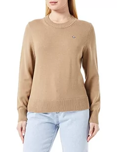 GANT Damski sweter ICON G Cotton C-Neck Pulower Dark Khaki, standardowy, khaki (Dark Khaki), XL - Swetry damskie - miniaturka - grafika 1