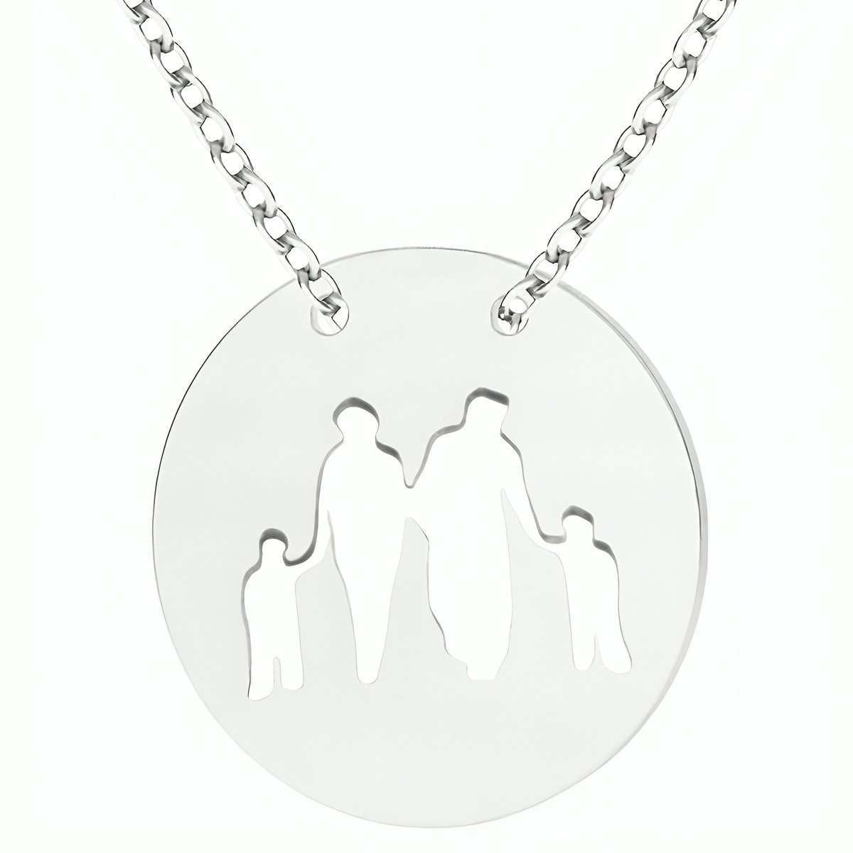 Naszyjnik Srebrny Rodzina Koło Kółko Matka Dziecko Tata Serce SREBRO 925