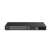 Switche - Ruijie Networks RG-ES228GS-P łącza sieciowe Zarządzany Gigabit Ethernet (10/100/1000) Obsługa PoE Czarny RG-ES228GS-P - miniaturka - grafika 1