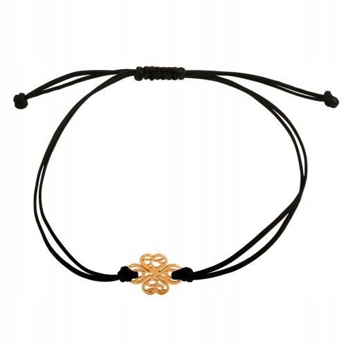 Bransoletka Damska Na sznurku Koniczynka 585 0.20 g Rodium