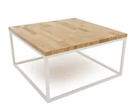 Ławy i stoliki kawowe - Stolik kawowy drewno dąb stal Cermis 80cm x 80cm biały - miniaturka - grafika 1