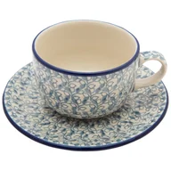 Filiżanki - Filiżanka Do Herbaty Kawy 200 Ml Ze Spodkiem - Ceramika Artystyczna Bolesławiec - miniaturka - grafika 1