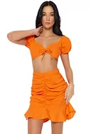 Koszule damskie - Trendyol Damska koszula w kratę, tkana, dwuczęściowy zestaw, pomarańczowy, 10 - miniaturka - grafika 1