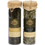Herbata - Basilur SILVER TIPS & TIPPY TEA GLASS TUBE czarna i biała herbata LIMITOWANA PREMIUM - 100 g - miniaturka - grafika 1