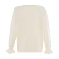 Swetry damskie - Naemi Damski słodki kardigan z koronkowym kołnierzem dla lalek akryl wełna biała rozmiar XS/S, biały (wollweiss), XS - miniaturka - grafika 1