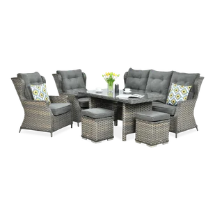 Meble Technorattanowe Trivento Dining 3 + Pufy Melange - Meble ogrodowe Meble Technorattanowe Trivento Dining 3 + Pufy Melange - Meble ogrodowe - miniaturka - grafika 1