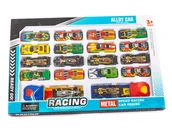 Samochody i pojazdy dla dzieci - Zestaw samochodów resoraki 18szt + dwie wyrzutnie - miniaturka - grafika 1