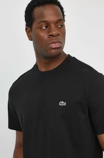 Koszulki męskie - Lacoste t-shirt bawełniany męski kolor czarny gładki - grafika 1
