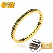 Pierścionki - PIERŚCIONEK ZŁOTY 585 14K JEDNORZĘDÓWKA Z CZARNYMI KAMIENIAMI R12 - miniaturka - grafika 1