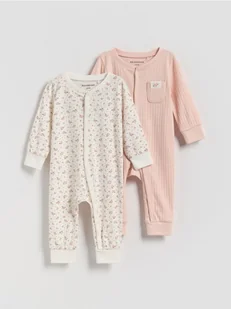 Reserved - Bawełniany pajacyk 2 pack - brudny róż - Buciki dla niemowląt - miniaturka - grafika 1