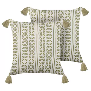 Lumarko 2 bawełniane poduszki dekoracyjne w geometryczny wzór 45 x 45 cm zielone z białym SYRINGA - Poduszki dekoracyjne - miniaturka - grafika 1