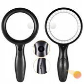 Mikroskopy i lupy - KLASYCZNA LUPA 30x60x SZKŁO POWIĘKSZAJĄCE LED 1200mAh ŁADOWALNY DLA STARSZY - miniaturka - grafika 1