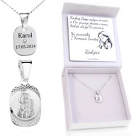 Biżuteria dla dzieci - Srebrny Naszyjnik Matka Boska Częstochowska Komunia Chrzest Grawer - miniaturka - grafika 1