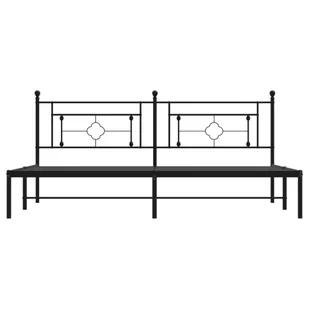 Metalowa rama łóżka z wezgłowiem, czarna, 200x200 cm Lumarko! - Łóżka - miniaturka - grafika 6
