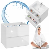 Szafki łazienkowe - Biała Szafka Łazienkowa Wisząca pod Blat 60 cm Front Połysk Mod Szuflady - miniaturka - grafika 1