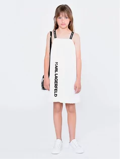 Sukienki i spódniczki dla dziewczynek - KARL LAGERFELD Sukienka codzienna Z12246 S Biały Relaxed Fit - grafika 1