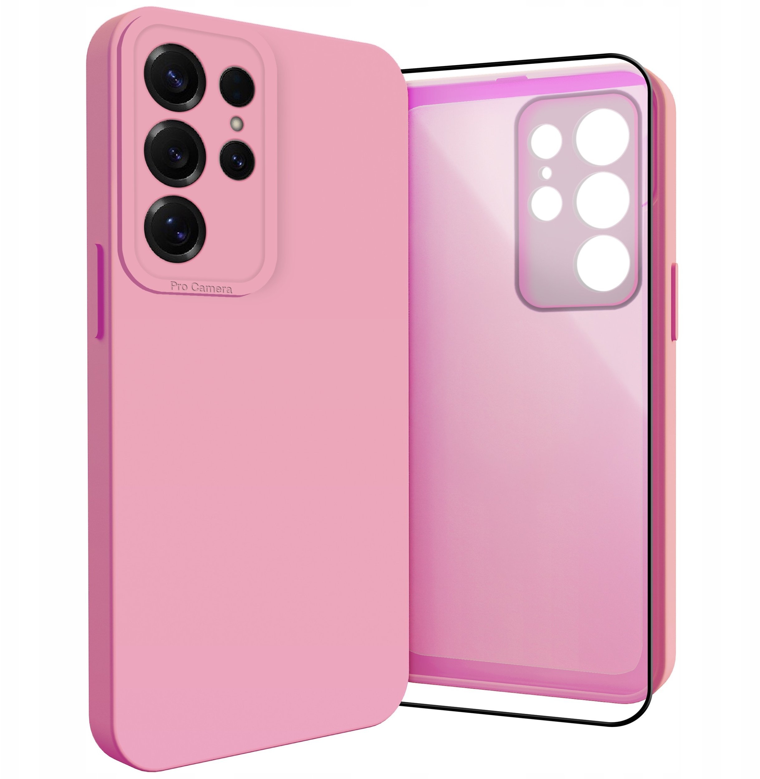 Etui do Samsung Galaxy S25 Ultra Osłona Kamery, Różowe, Ochronne Szkło