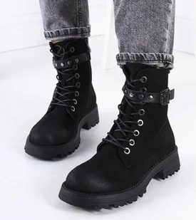 Czarne traperki Narnclaedra-36 - Botki damskie - miniaturka - grafika 1