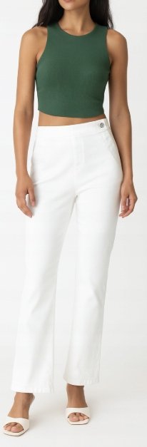 GUESS BIAŁE SPODNIE CASUAL PROSTE W WYSOKIM STANIE BAWEŁNA 27 1GGA
