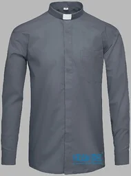 Koszula kapłańska z koloratką, długi rękaw - ciemnoszara - Szaty liturgiczne - miniaturka - grafika 1