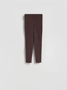Reserved - Bawełniane legginsy - ciemnobrązowy - Spodnie damskie - miniaturka - grafika 1