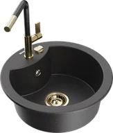Zlewozmywaki z baterią - Mexen Diego zlewozmywak granitowy 1-komorowy z baterią kuchenną Flora, czarny nakrapiany - 6512-76-670401-75-G - miniaturka - grafika 1