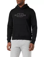 Bluzy męskie - Tommy Hilfiger Męska bluza z kapturem Hilfiger Curve Logo, Czarny, M - miniaturka - grafika 1