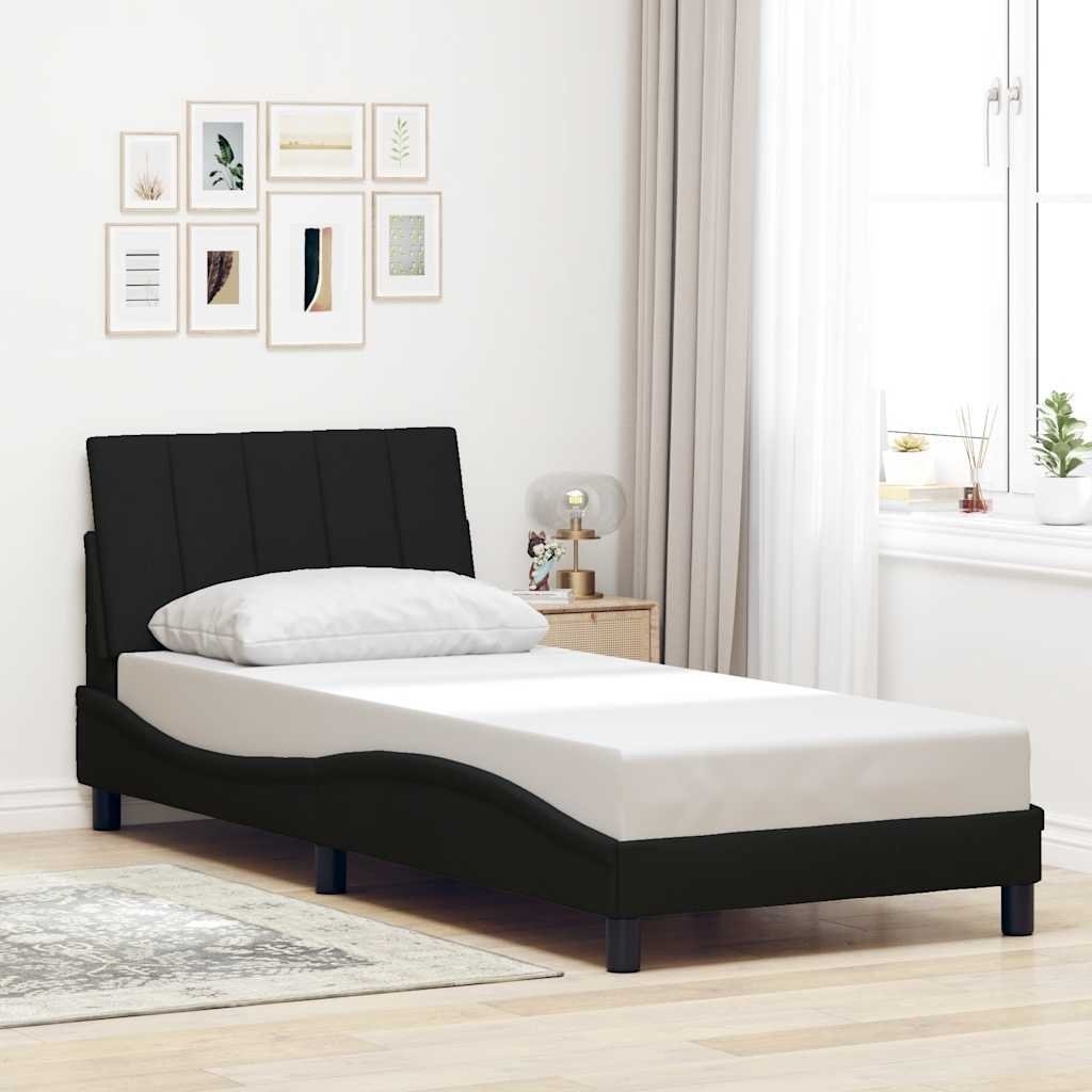 vidaXL Rama łóżka bez materaca Czarna 90x200 cm Tkanina
